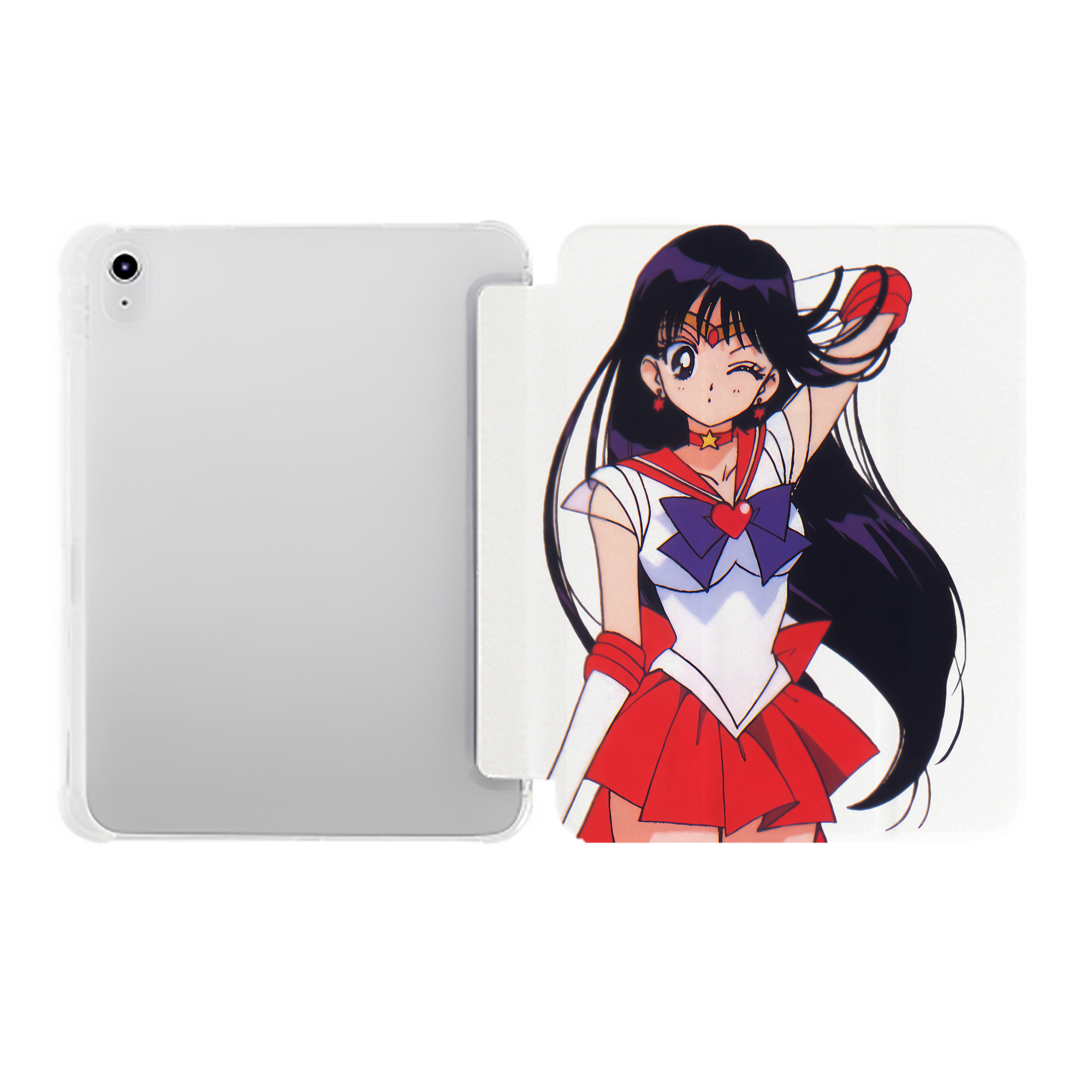 （画像用） 美少女戦士セーラームーン 火野レイ ひの レイ Sailor Moon Hino Rei （セーラーマーズ,Sailor Mars） IPad ケース ペン収納付き 三つ折りスタンド PUレザー×シリコン 対応機種9.5/10.5/10.9インチ